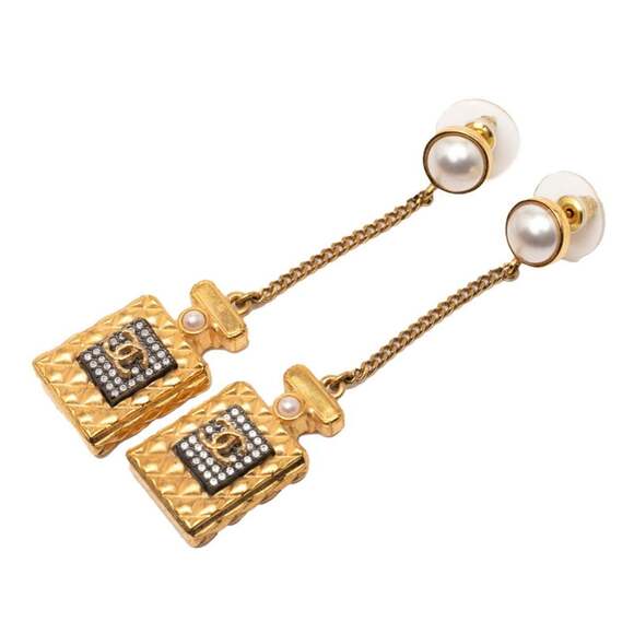 CHANEL Jewelry - CHANEL Gold Pearl Logo Earrings